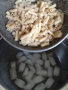pasta about to be dumped