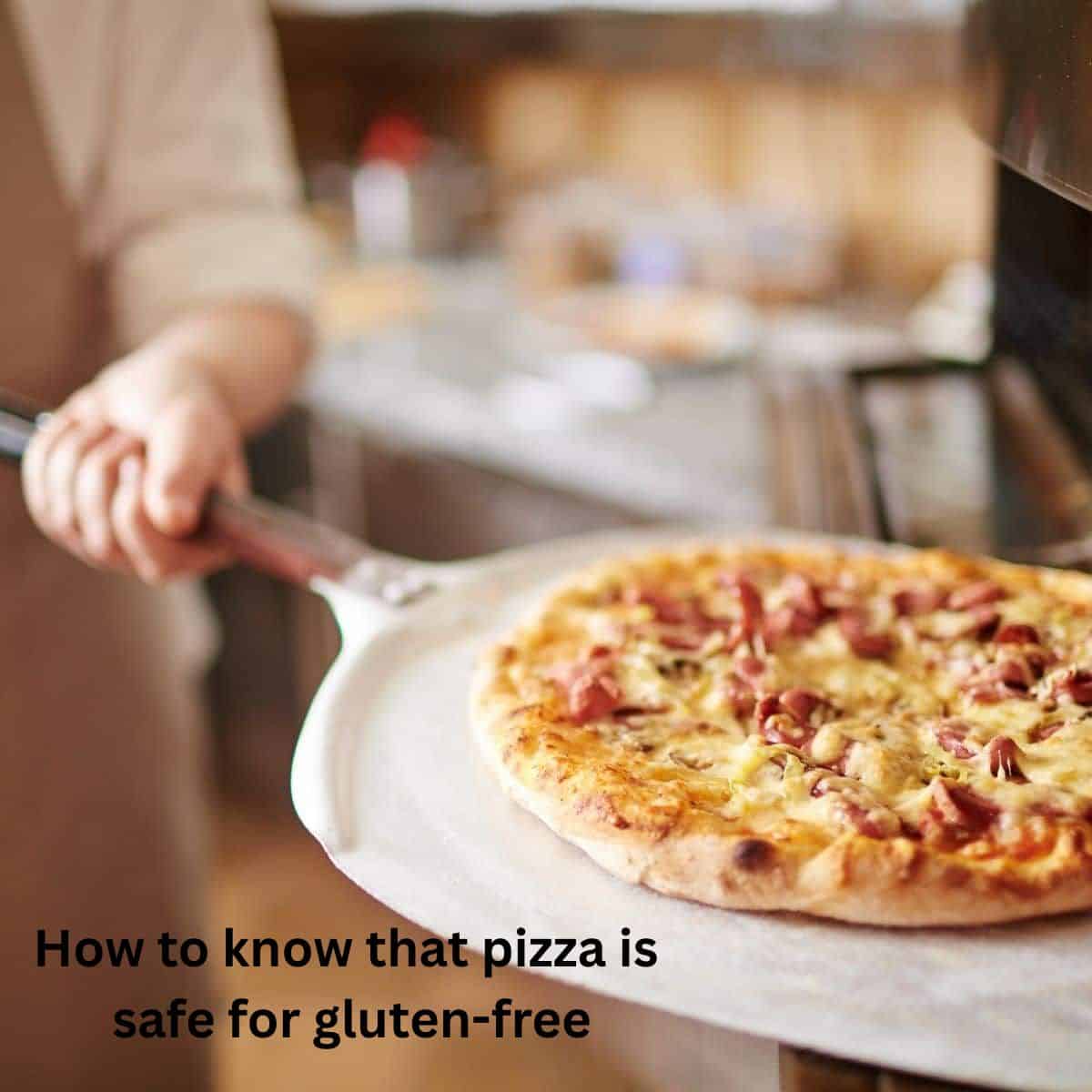 Putting a gluten-free pizza in the oven.
