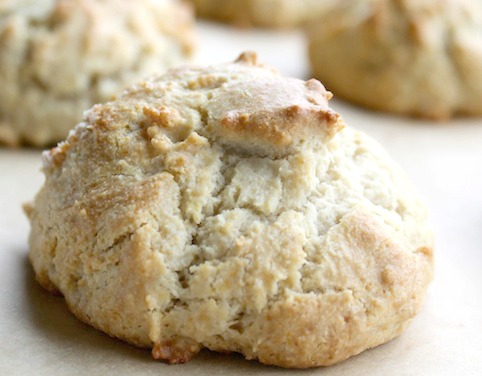 The drop style paleo biscuits on a baking tray.