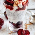 a pin image of the cherry chia pudding.
