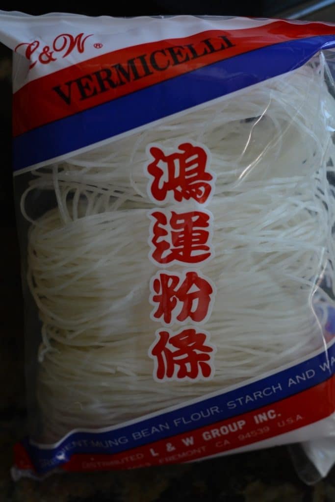 Mung bean noodles in a bag.