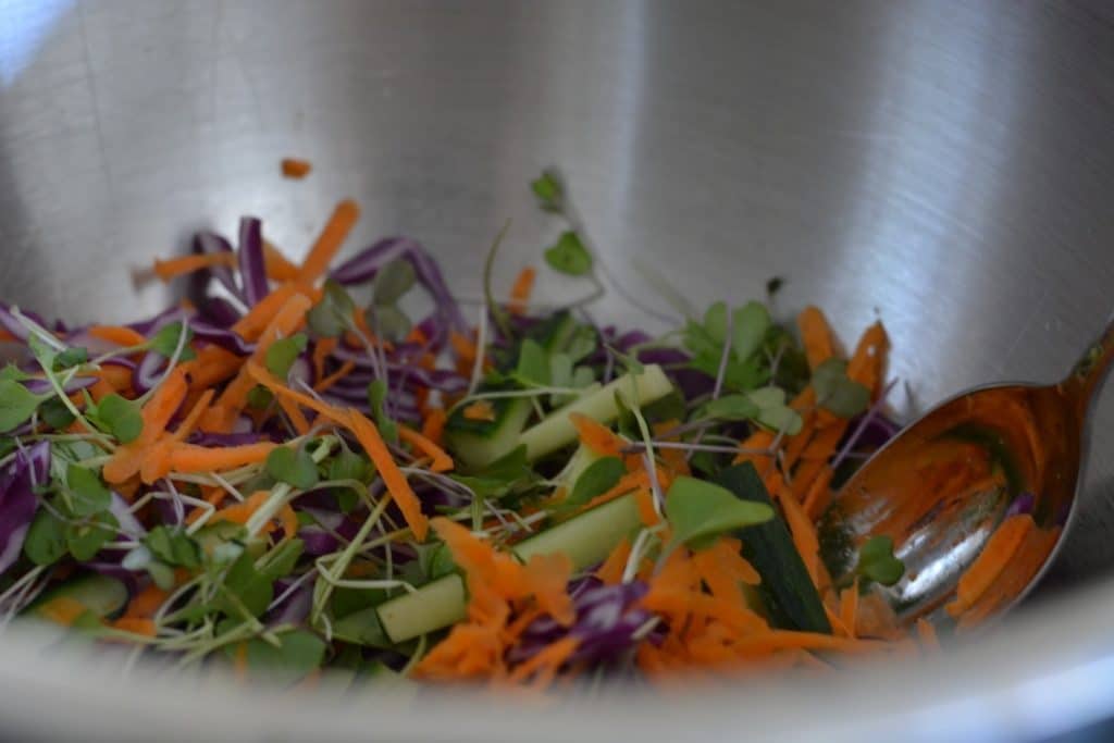 The recipe's veggies in a bowl.