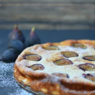 The side view of the gluten free fig cake.
