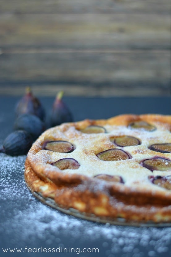 The side view of the gluten free fig cake.