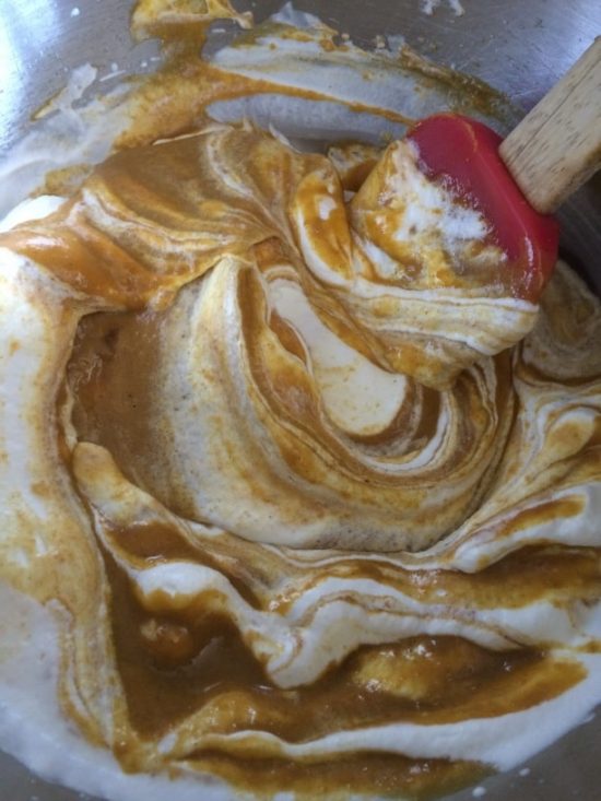 kabocha blending into whipped cream