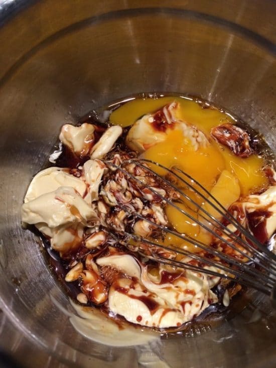 ginger cookie wet ingredients in a bowl