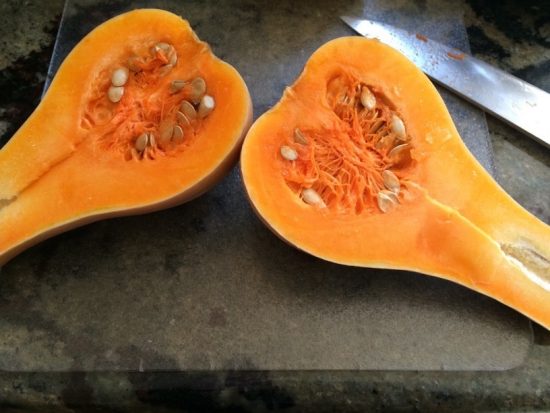 two halves of butternut squash