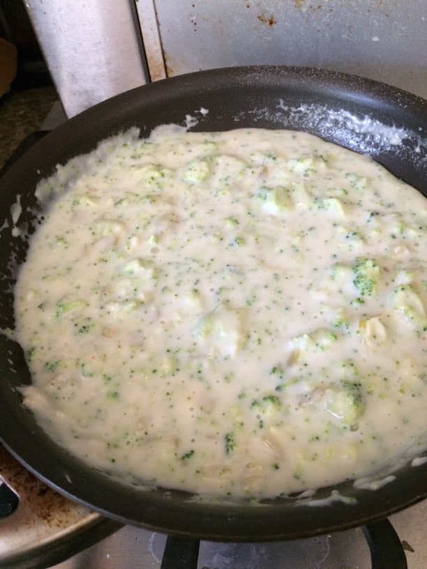 Souffle base in the pan.