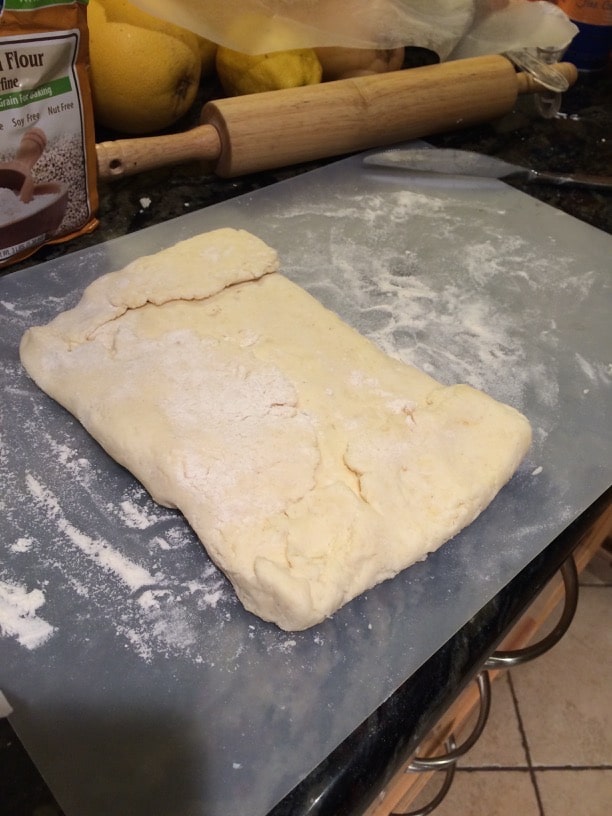 folding butter into pastry dough