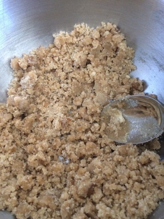 The streusel topping in a bowl.