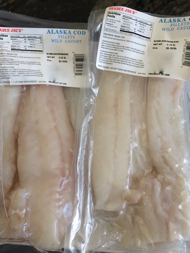 Two packages of cod from Trader Joes.