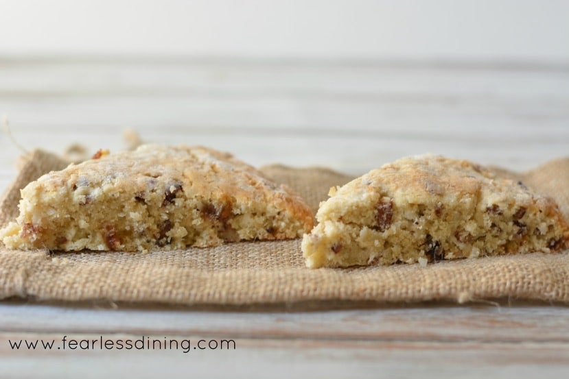 The side view of cut scones.