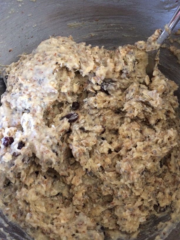 A photo of the donut batter in a mixing bowl.