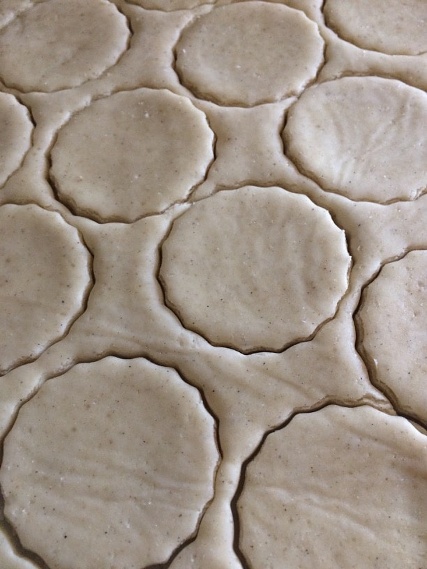 Gluten Free Baked Cannoli dough with shapes cut out for the cups