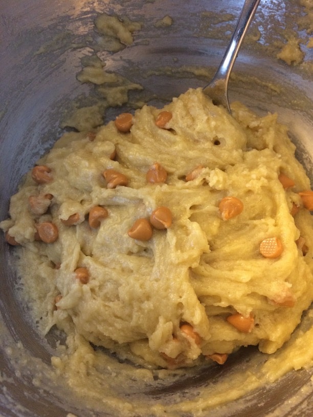 butterscotch madeleine cookie dough in a bowl