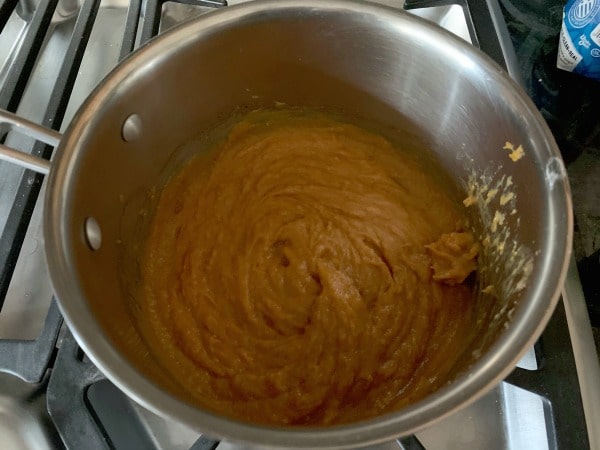 The pumpkin ingredients cooling on the stove.