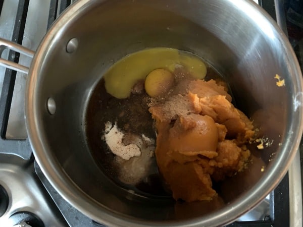 pumpkin mousse ingredients in a small pot