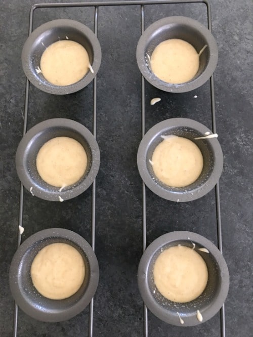 Gluten free popover batter in a popover pan.