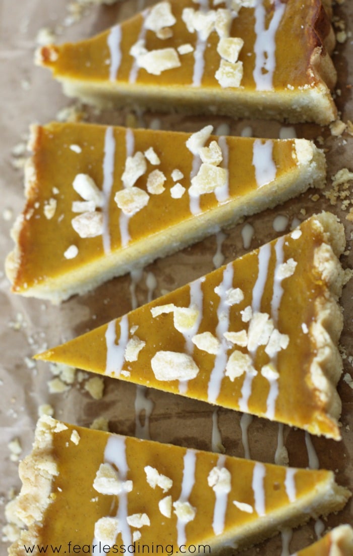 Gluten Free Butternut Squash Maple Ginger Tart slices ready to serve.