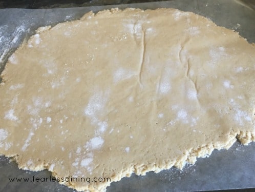 Dough Rolled Out on wax paper.