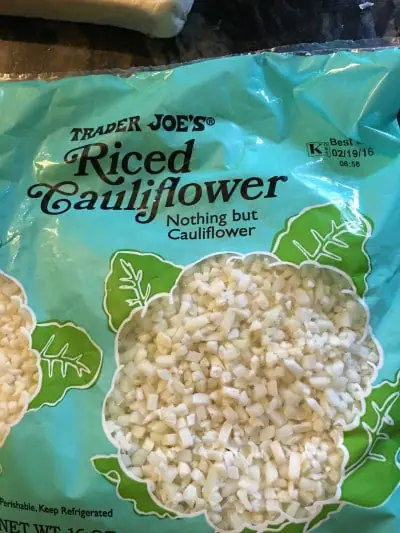bag of Trader Joe's riced cauliflower