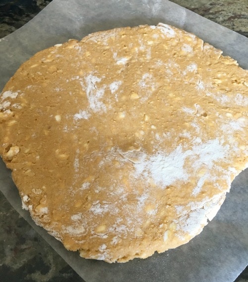 Sweet Potato Scone dough on wax paper.