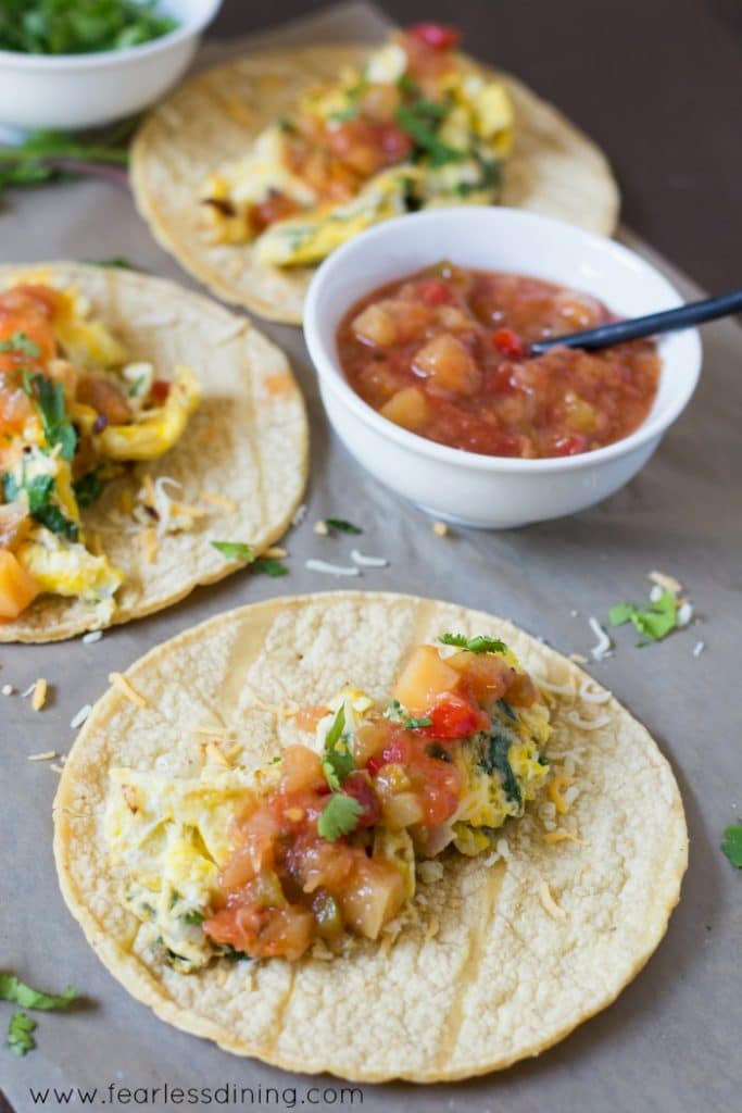 Spring Onion Breakfast Tacos with Mango Habanero Salsa Fearless Dining