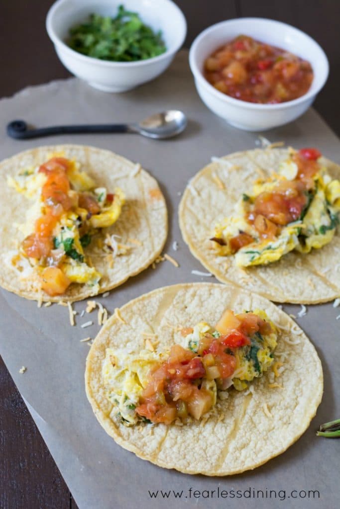 Spring Onion Breakfast Tacos with Mango Habanero Salsa Fearless Dining