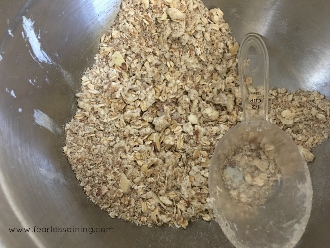 Oatmeal Crust ingredients in a mixing bowl.