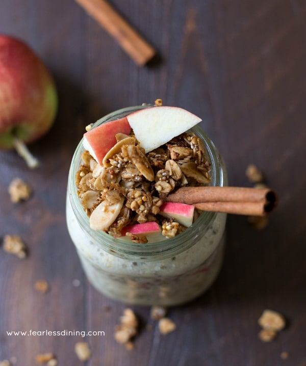 Top view of Apple Crisp Overnight Oats.