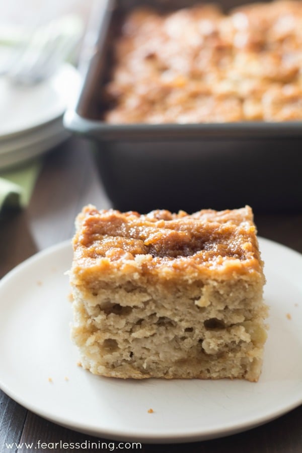 A slice of cake before drizzling the caramel on it.