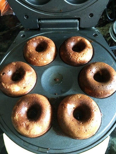 The almond flour donuts in my donut maker.