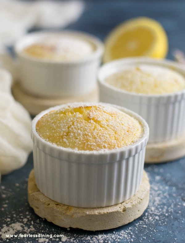 Close up of the Gluten Free Lemon Sour Cream Souffles.