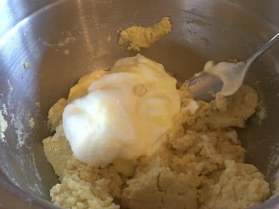 adding whipped egg whites to the cornmeal