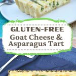 A Pinterest image of a baked gluten free asparagus tart.
