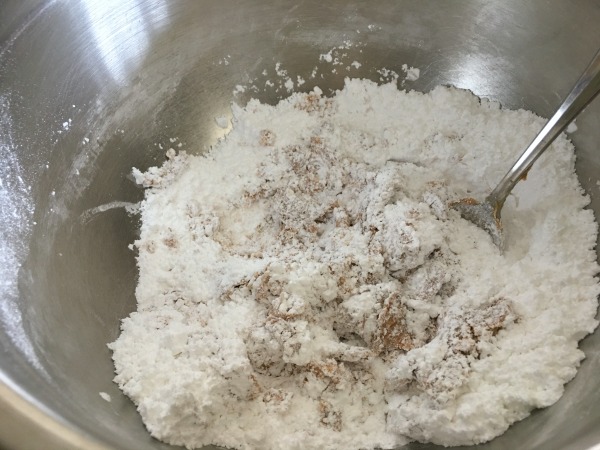 The peanut butter candy ingredients in a large bowl.