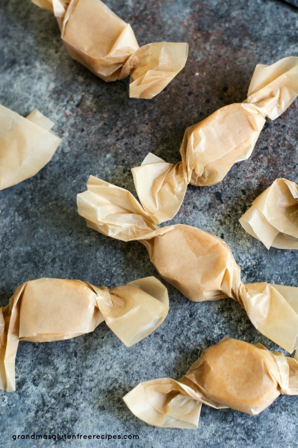 Wrapped pieces of peanut butter candy.