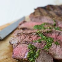 Grilled Steak with Basil Garlic Sauce