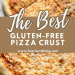 A Pinterest image of a baked gluten free pizza.