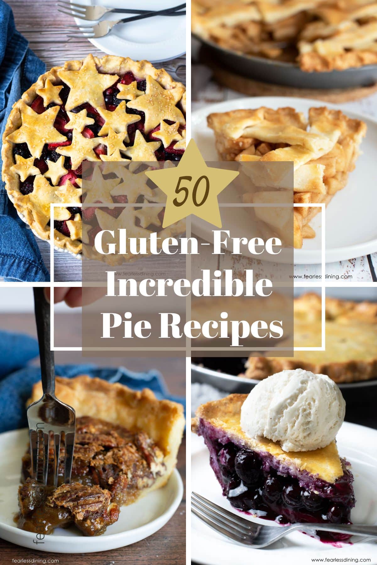 A collage of four glutem free pie photos.