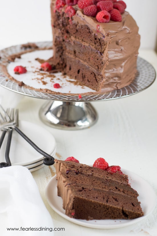 Gluten Free Chocolate Layer Cake Recipe with Raspberry Filling