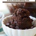 A Pinterest pin image of the edible chocolate cookie dough.