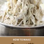 a pinterest collage of the cheesy fettuccine noodles photo