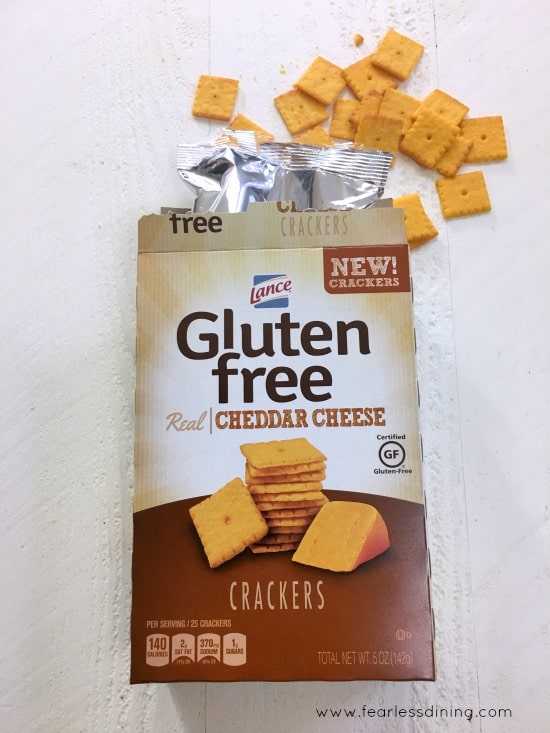 A box of Lance Gluten Free Cheese Crackers