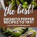 a pinterest collage of two shishito pepper photos