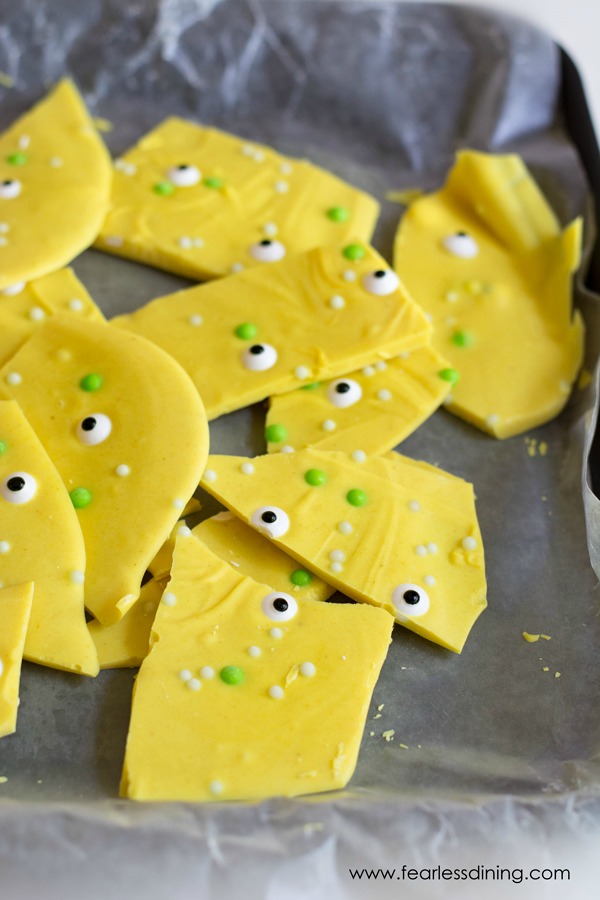 Turmeric candy on a piece of wax paper.