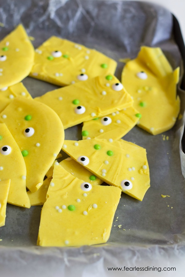 Turmeric candy on a piece of wax paper.