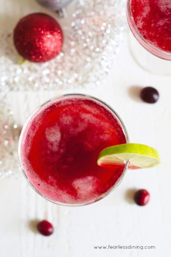 Sparkly Rum and Cranberry Cocktail with Homemade Simple Syrup