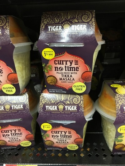 Tiger Tiger Curry in a hurry packages.