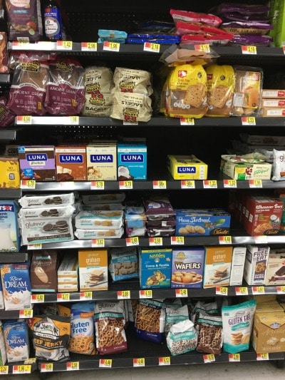 section 3 of the gluten free aisle at walmart